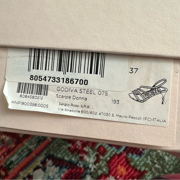 Sergio Rossi Red Godiva Steel Round Toe Stiletto Slip On Slingback Heels 37 - Picture 8 of 9